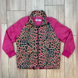 Leopard Print Jacket with Pink Sleeves